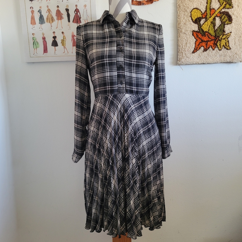 Banana Republic | Black & Gray Plaid Shirt Dress